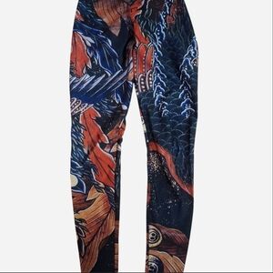 BlackMilk Koi Wave Leggings - Navy, Red, Orange